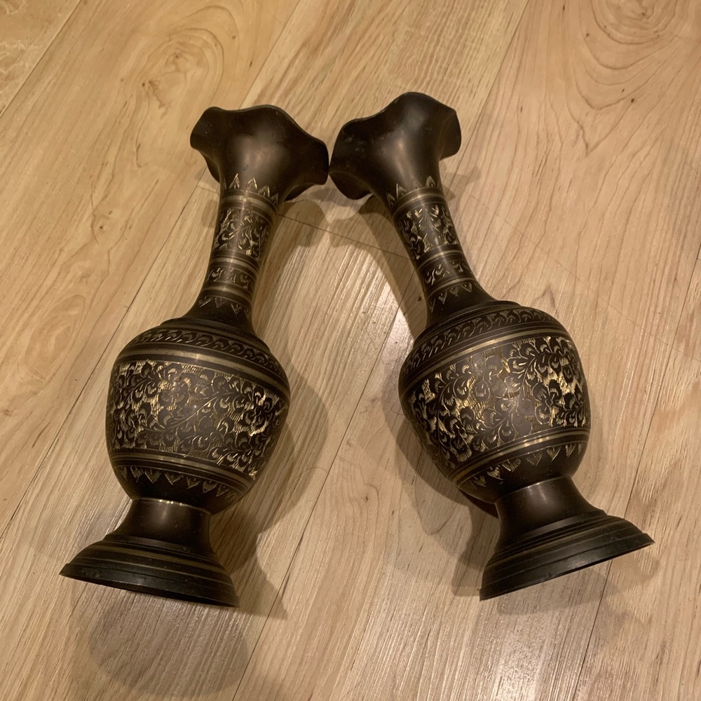Elegant Brown Decorative Vases 2 Piece Set